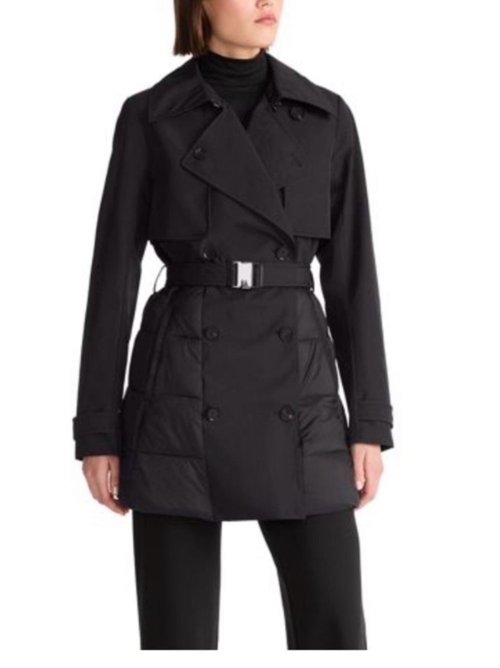 TUMI Black Women's Belted Trench Coat SIZE XL